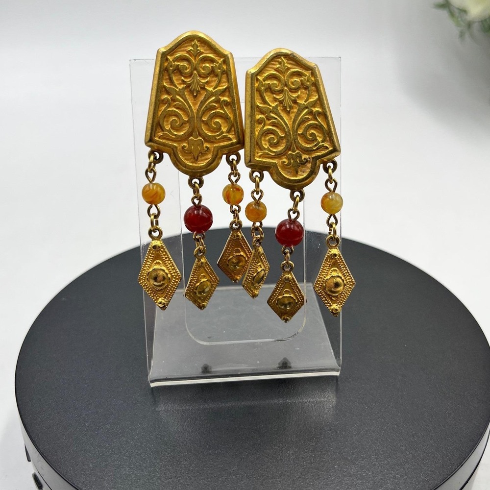 Ben Amun Moroccan Coin Artisan Collection charms Beaded clip On Earrings